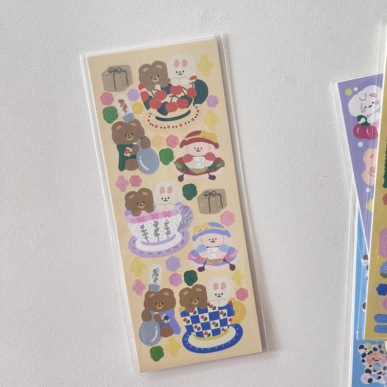 Korean I-pop Cute Bear Laser Flash Sticker Star Chasing Small Card Decorative Material Sticker Goo Card Sticker