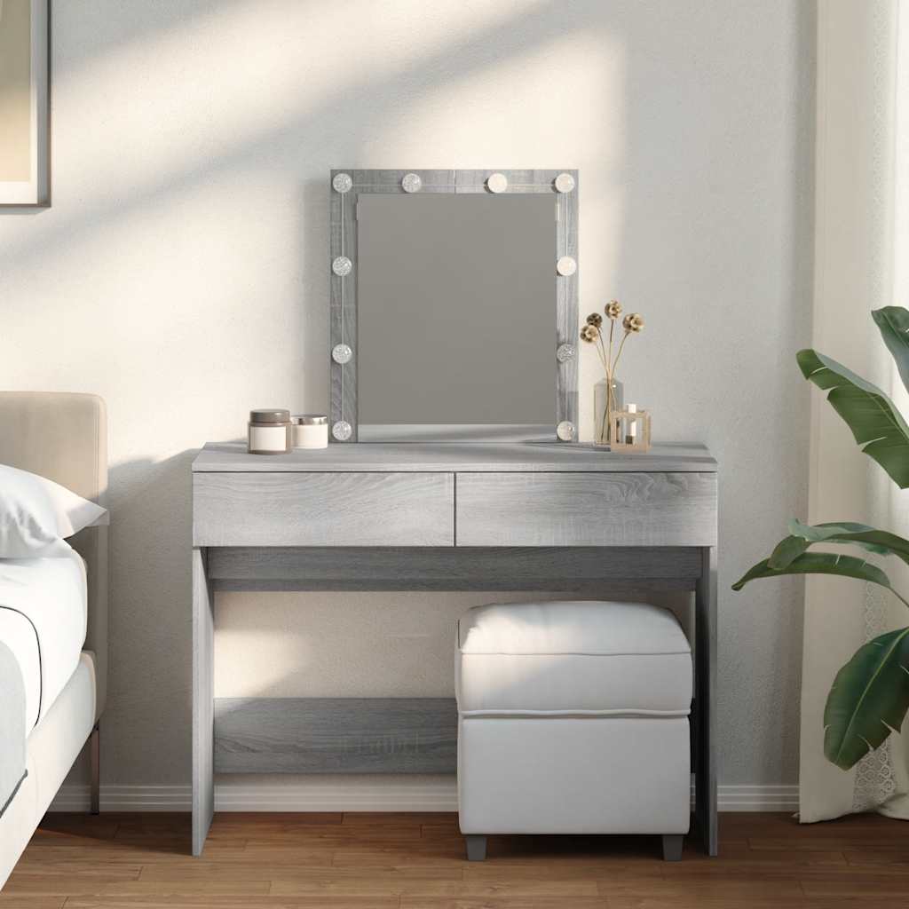 Vidaxl Coiffeuse Avec Éclairage LED, Chêne Sonoma Gris, 100X40X130 Cm