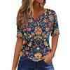 Summer Fashion 2026 New Women's Clothing 3D Butterfly Print V-Neck Three-Button Short Sleeve T-Shirt