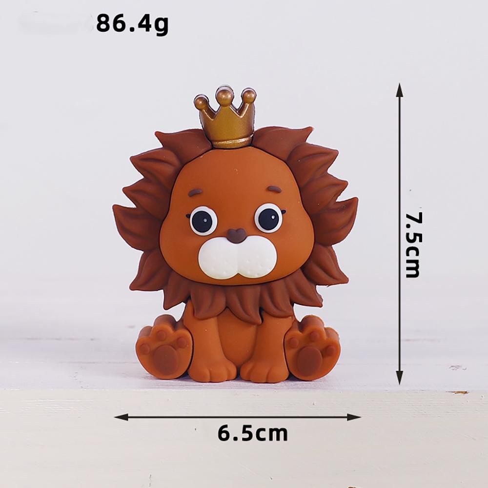 1set Animal Cake Topper Lion Giraffe Fox Koala Palm Leaves Cake Topper For Kids Safari Birthday Cake Decoration Wild One Party