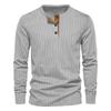 autumn Men's T-shirts corduroy Long Sleeve O-neck solid Button Casual loose T shirts for male Spring Designer Tees Men Clothing
