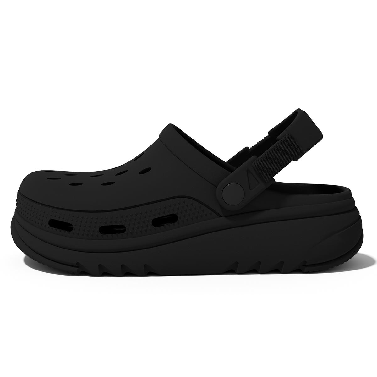 EVA Unisex Gaten Schoenen Instappers Verhoogde Dikke Zool Pantoffels Ademend Comfortabel Buiten Slippers 40-41 black