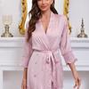 Pigiama da donna in raso di seta ghiacciata con bordo a fungo, farfalla, primavera, sexy, camicia da notte, atmosfera dolce, accappatoio, abbigliamento da casa