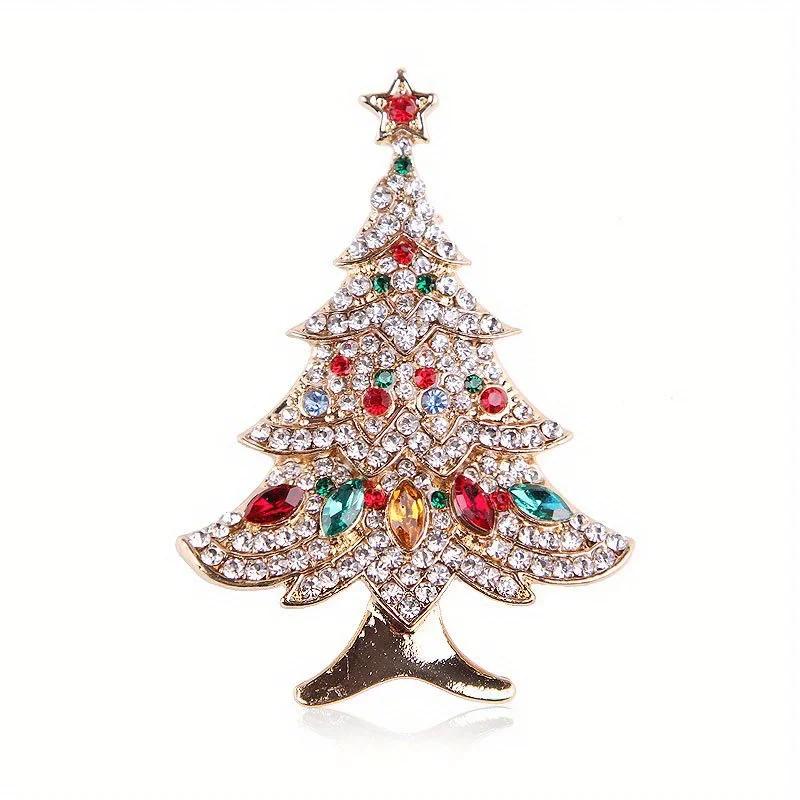 2pcs Women Men Fashion Exquisite Christmas Tree Crystal Brooch Badges Elegant Lady Festival New Yearl Gift Pin