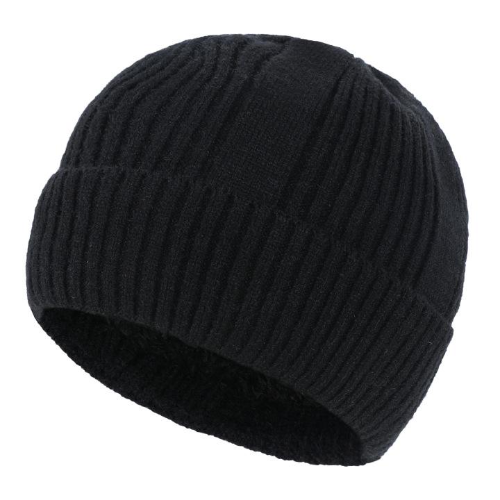 Men's Winter Fleece-Lined Thermal Wool Hat Versatile Cold-Weather Protection Adult Knitted Beanie