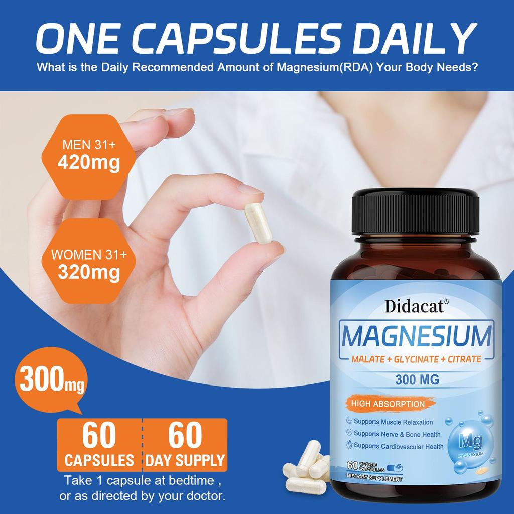 Triple magnesium complex – enhances overall absorption and efficacy 60 capsules