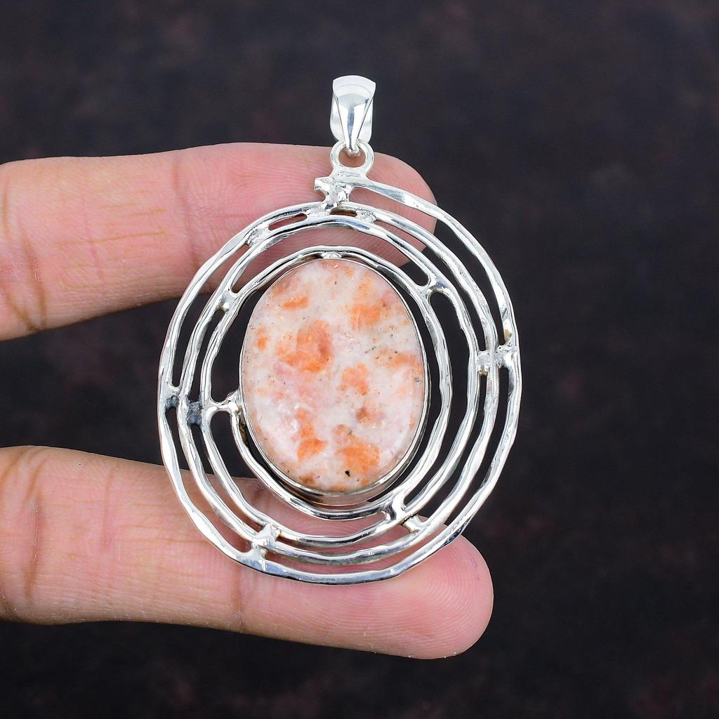 Sunstone Pendant Genuine Gemstone Pendant Antique Jewelry 925 Sterling Silver Pendant Handmade Dainty Pendant Sunstone Jewelry Gifts For Her