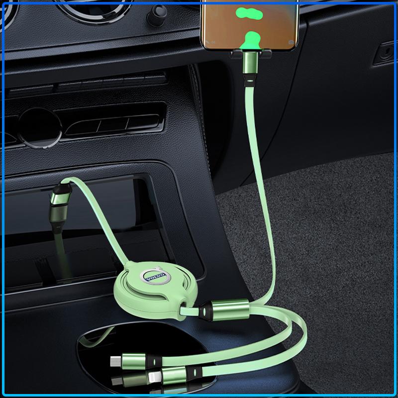 1Pcs Car Mounted Telescopic Three In One Mobile Phone Charger For Volvo XC60 XC90 S60 S80 S40 V40 V60 V70 V50 XC70