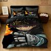 Fire Force Pattern Bedding Quilt Set Quilt Cover Pillowcase Home Birthday Gift(1 * Duvet Cover + 2 * Pillowcase, Without Core)