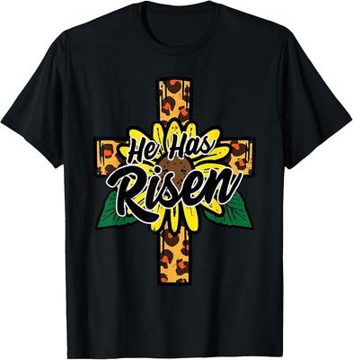 He Has Risen Leopard Cross Religious Easter Christian T-Shirt Unisex T-Shirt