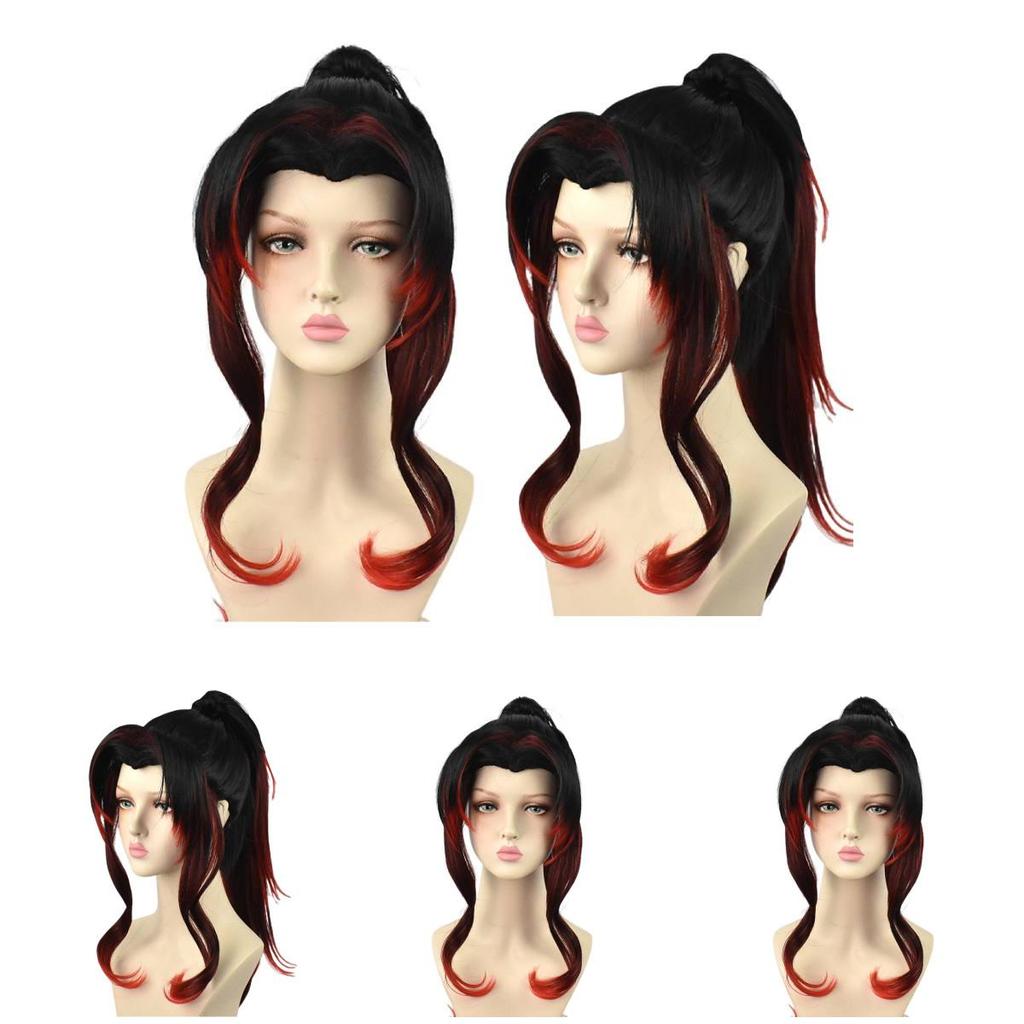 Anime-inspired Black Dead Mule Cosplay Wig Medium Length High-temperature Fiber