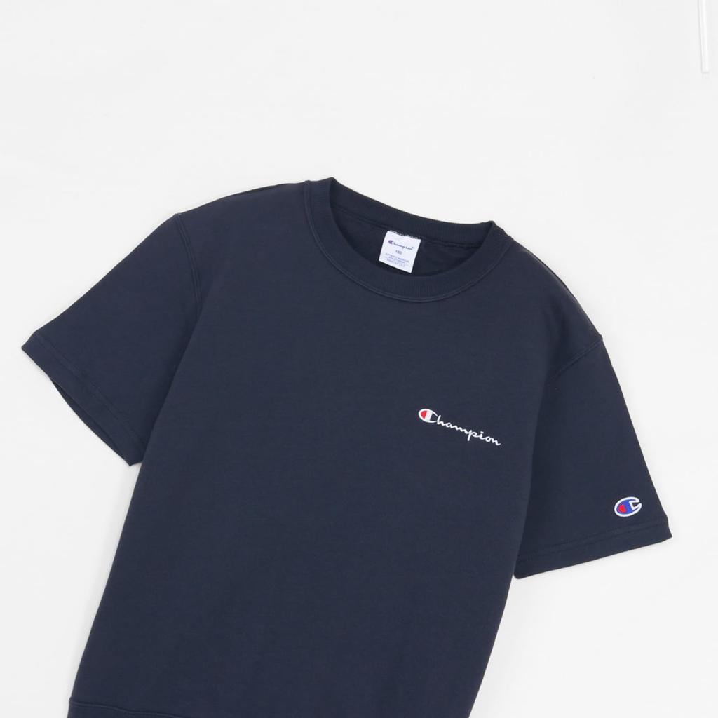 Champion Short Sleeve Crew Neck Sweatshirt Script Off Black Kids' (CK-B005), 100% Cotton, Logo,