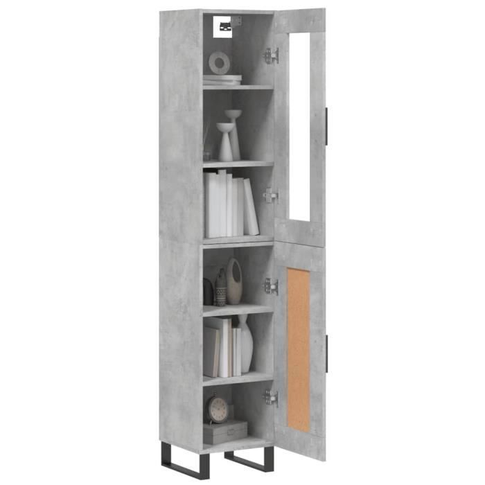 VidaXL Buffet haut Gris béton 34,5x34x180 cm Bois d'ingénierie 3199517