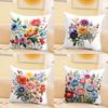 Square Floral Pillowcase Cover Office Living Room Sofa Cuion Cover Digital Printing Removable Waable Pillow Insert