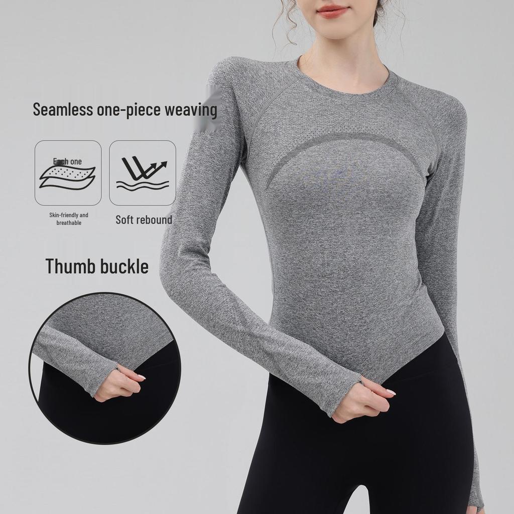 Women's Seamless Long Sleeve Yoga Top - Nude Feel, High-End, Quick-Drying, Comfortable for Autumn & Winter Fitness and Pilates.