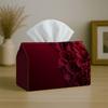 1pc Stylish Romantic Dramatic Tissue Holder - Dahlia Floral Deep Red, Sturdy Napkin Organizer for Vehicle, Kitchen, Dining, Home Decoration - Decorati