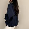V-Neck Baseball Sweatshirt Loose Fit Long Sleeve Autumn Fashion Casual Comfortable Streetwear Style
