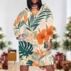 Women Plus Size V Neck Long Sleeve Red Floral Printed Fitted Straight Hem Dress