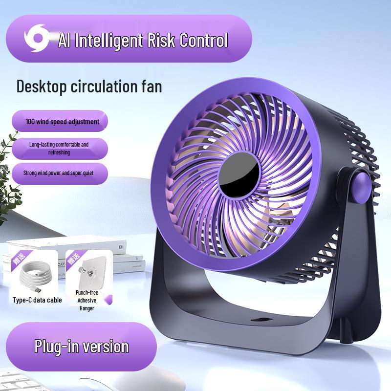 Compact Digital Display Wall-Mounted Desktop Fan with Light for Home, Dorm, or Office