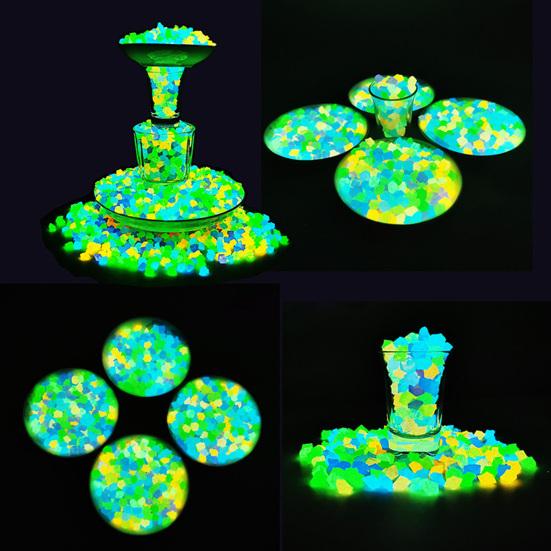 100Pcs Decorative Pebbles Colorful Glow in Dark Aquarium Landscaping 14mm Luminous Courtyard Paving Natural Crystals Rocks Garden Decoration