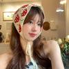 1pc Bohemian Style Polyester Floral Lace Triangular Binder Scarf - Women'S Summer French Veil Headband with Color Matching Print