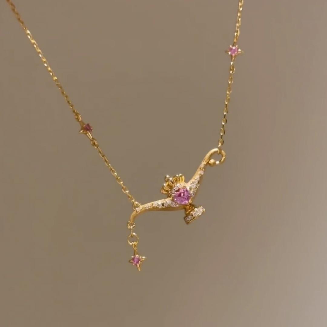 2026 Brushed Crown Lamp Necklace Women s Light Luxury High Sense Sweet Collarbone Chain 45CM