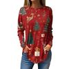 Women's Loose Round Neck Christmas Print Long Sleeve T-Shirt Top Pullover