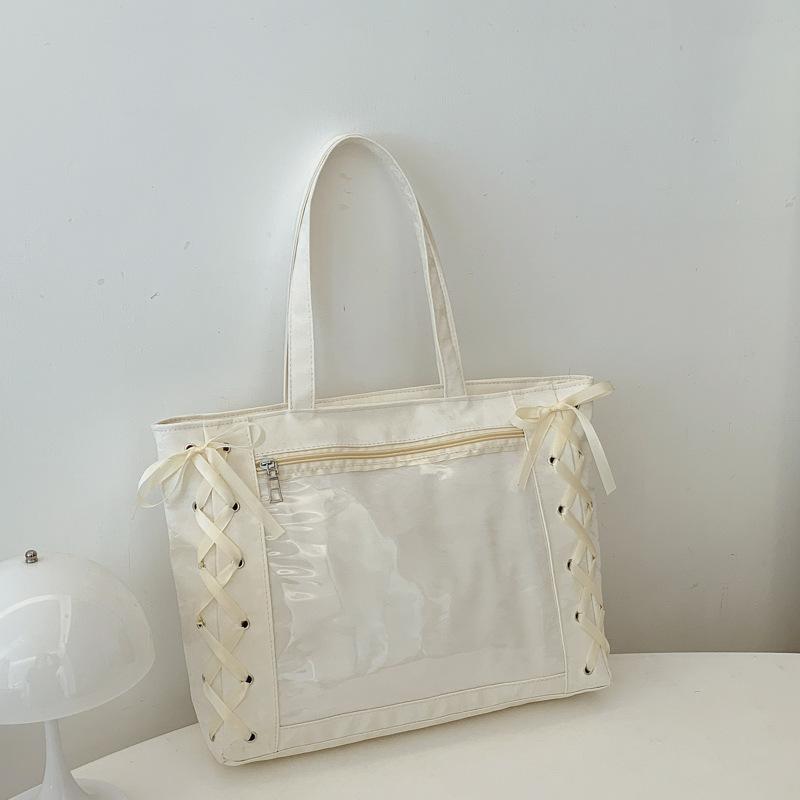 Large Capacity Tote Bag Female Sweet Girl Two-dimensional Transparent 2025 Spring and Summer Small Fresh Shoulder Armpit Bag