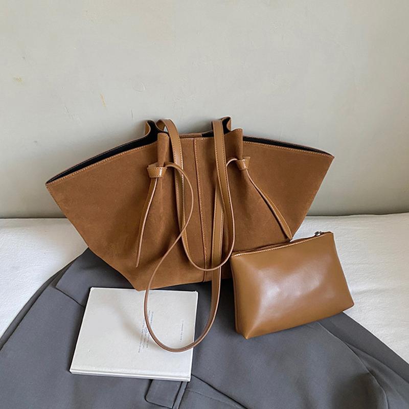 Light Luxury Brand Designer Wing Bag Frosted Suede Tote Bag Solid Color Versatile Large Capacity Women Storage Underarm Bags