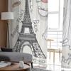 Set Of Paris Eiffel Towerletteringdressfaschion Elements Chiffon Sheer Curtains Living Room Bedroom Window Voiles Tulle Curtain