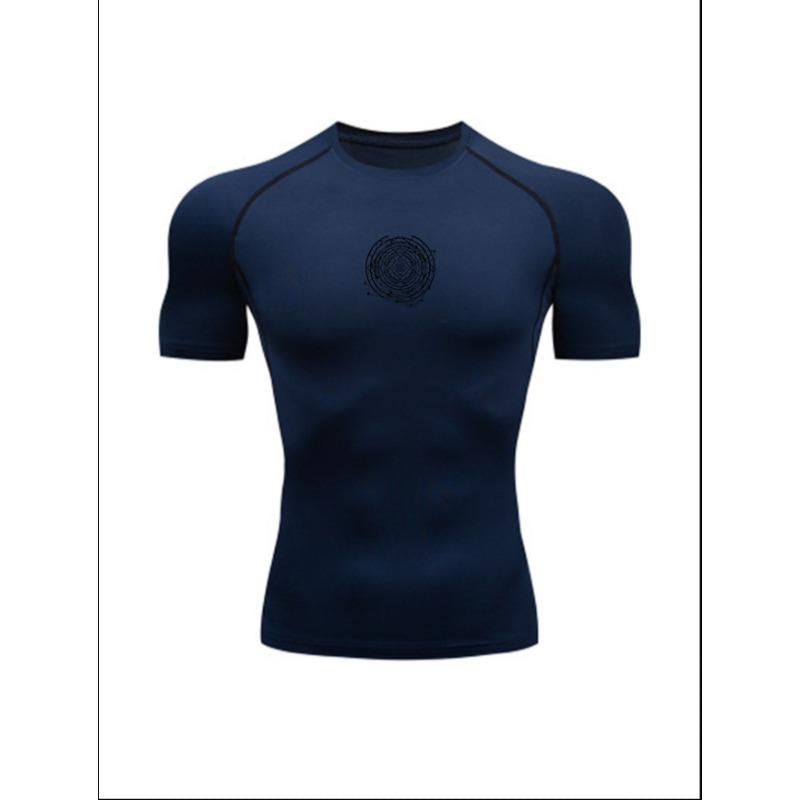 

Men S Geometric Mandala Print Compression T-Shirt, Quick Dry Short Sleeve Gym Workout Tee, Tribal Pattern Athletic Fitness Training Top 3XL