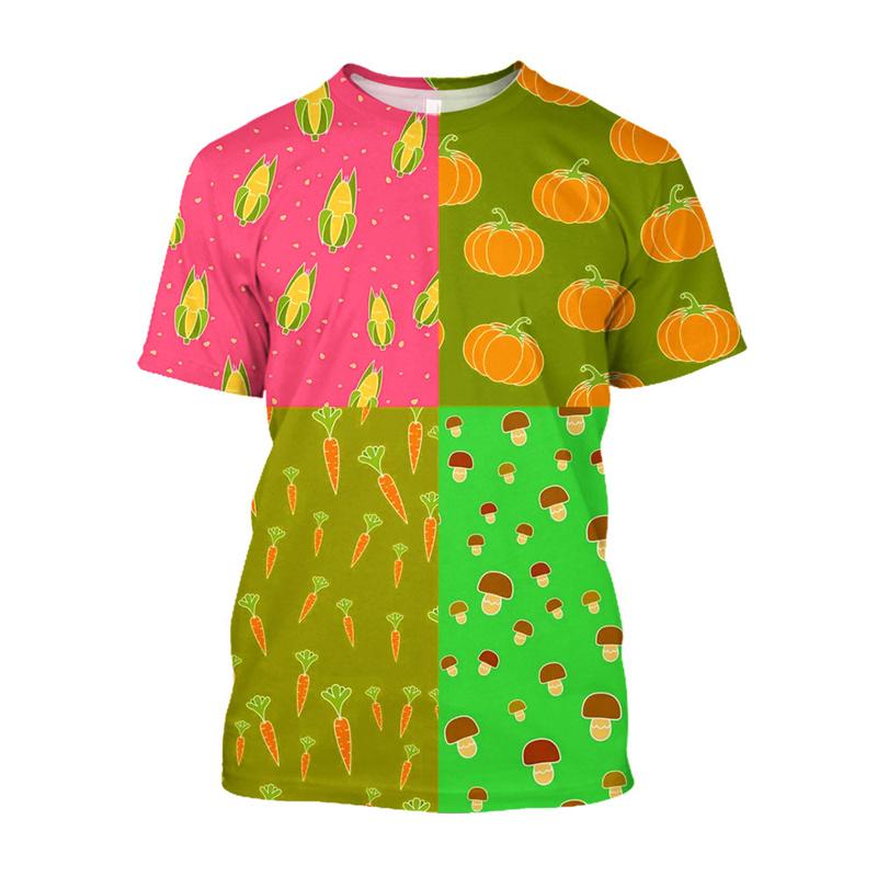 Summer Round Neck 3D Creative Corn Printed T-shirts Fashionable Casual Short Sleeved Children's Boy and Girl Kids Unisex T-shirts