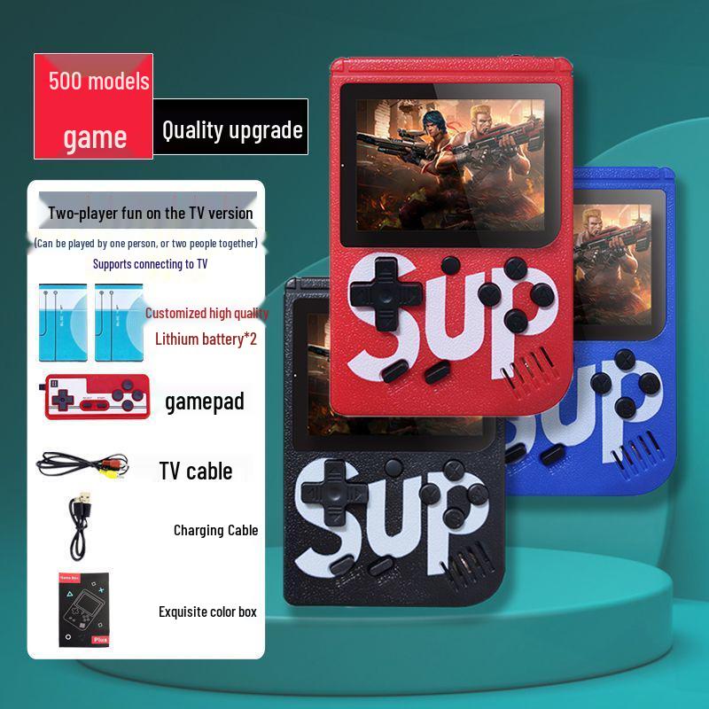 Handheld Retro Game Console SUP: Single/Double Player, 500 Classic Games, Mini, Rechargeable.