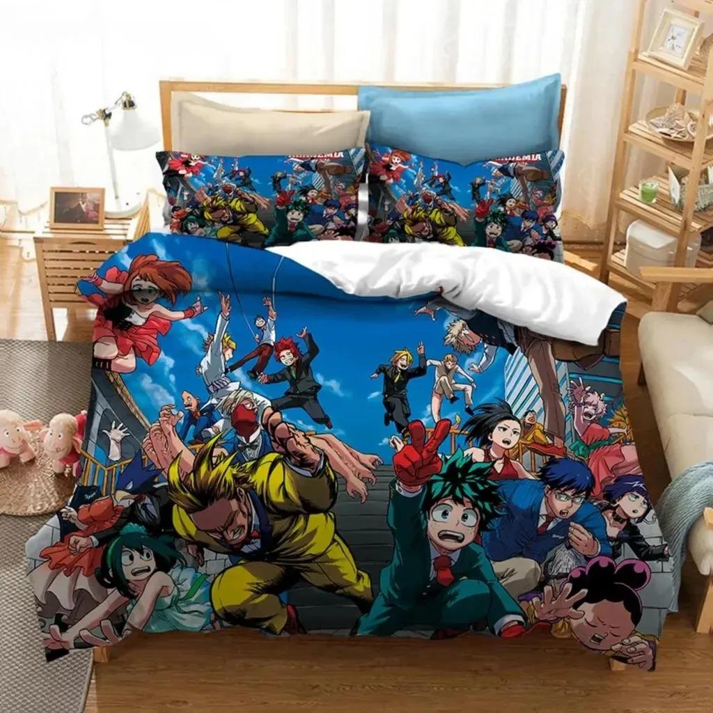 Anime My Hero Academia Bedding Set Boys Girls Twin Queen Size Duvet Cover Pillowcase Bed Boys Adult Fashion Home Textileextile