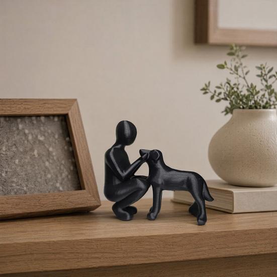 Desktop Ornament Dog Sculpture for Home Decor, 3D Printed Man And Decoration Figurine, Pet Memorial Gift Loss, Lovers Stress Relief Toy