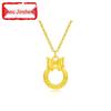 5D Pure Gold Butterfly Bow Knot Auspicious Clouds Qiankun Cudgel Princess Peace Buckle Necklace