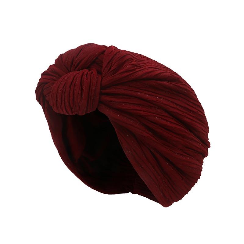 Ladies' Cross Knot Head Cap Spring and Autumn Fashion Knot Head Cap Silver Wire Wrinkled Cap