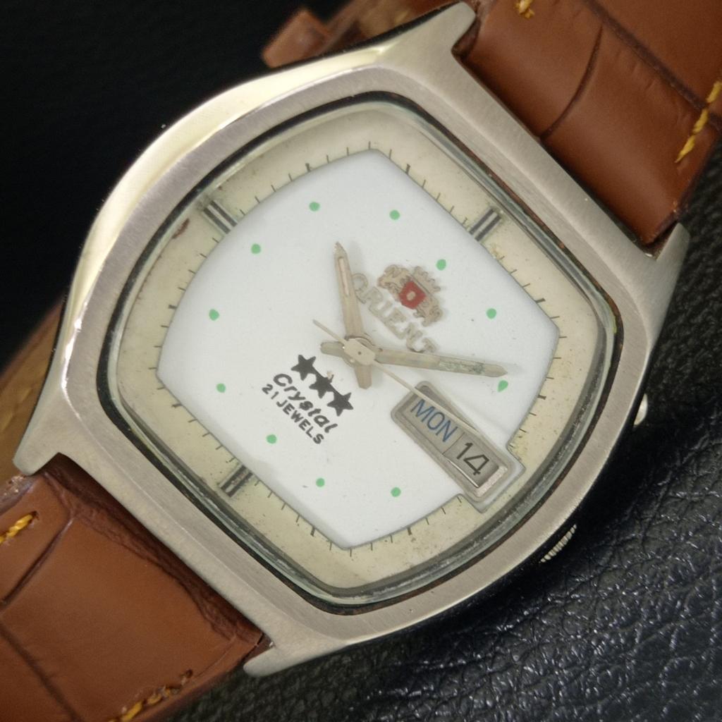 

ORIENT CRYSTAL AUTOMATIC VINTAGE JAPAN 46941 MENS WHITE DIAL WATCH a703307-1 R213b-a703307