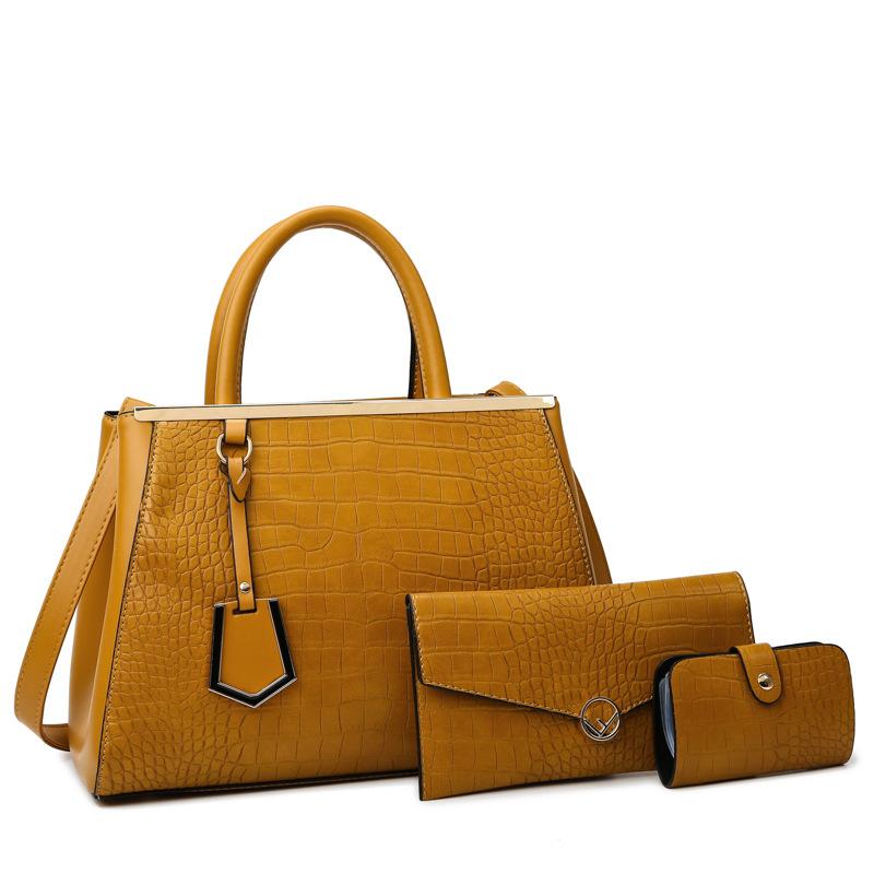 Temperament Damen Tasche Dreiteiliges Set Modische Steinmuster Einfarbige Damen Umhängetasche Urbane Einfache Handtasche Damen Pendler