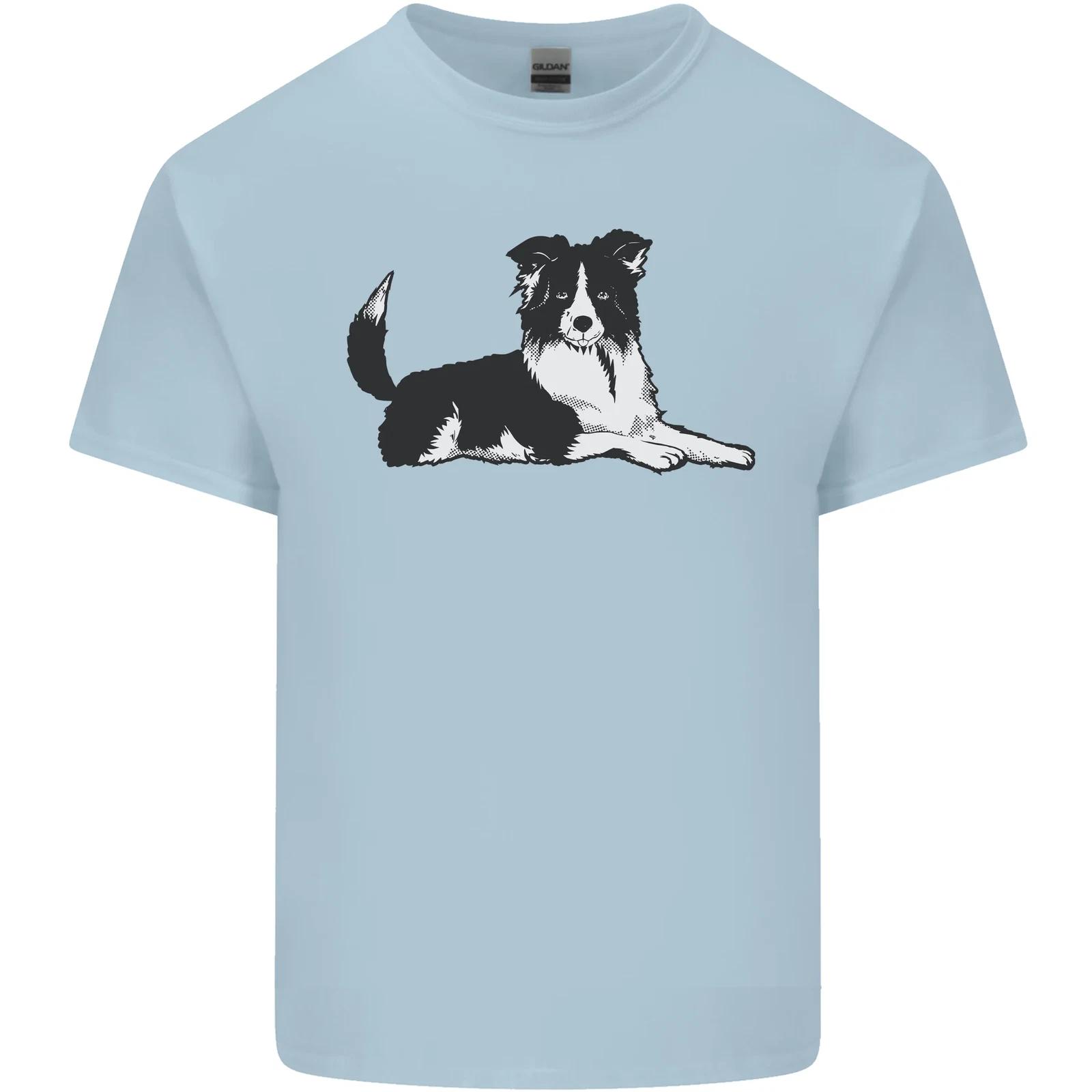 A Border Collie Dog Lying Down Kids T-Shirt Childrens 3XL