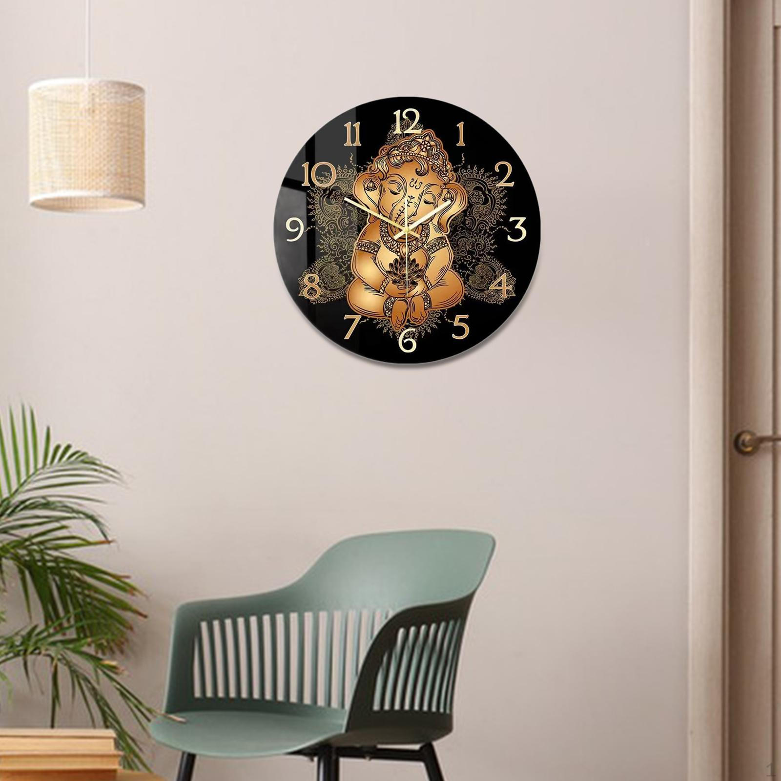 

Wall Clock ,Decorative Analog Acrylic Round 15 inch Silent for Bedroom Room Home Bathroom Elephant