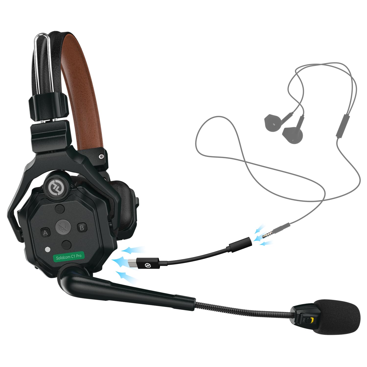 

Official Hollyland Solidcom C1 Pro Version Remote Headset Can be used with can be worn around the Wireless Full Wireless Intercom Headset ENC Noise