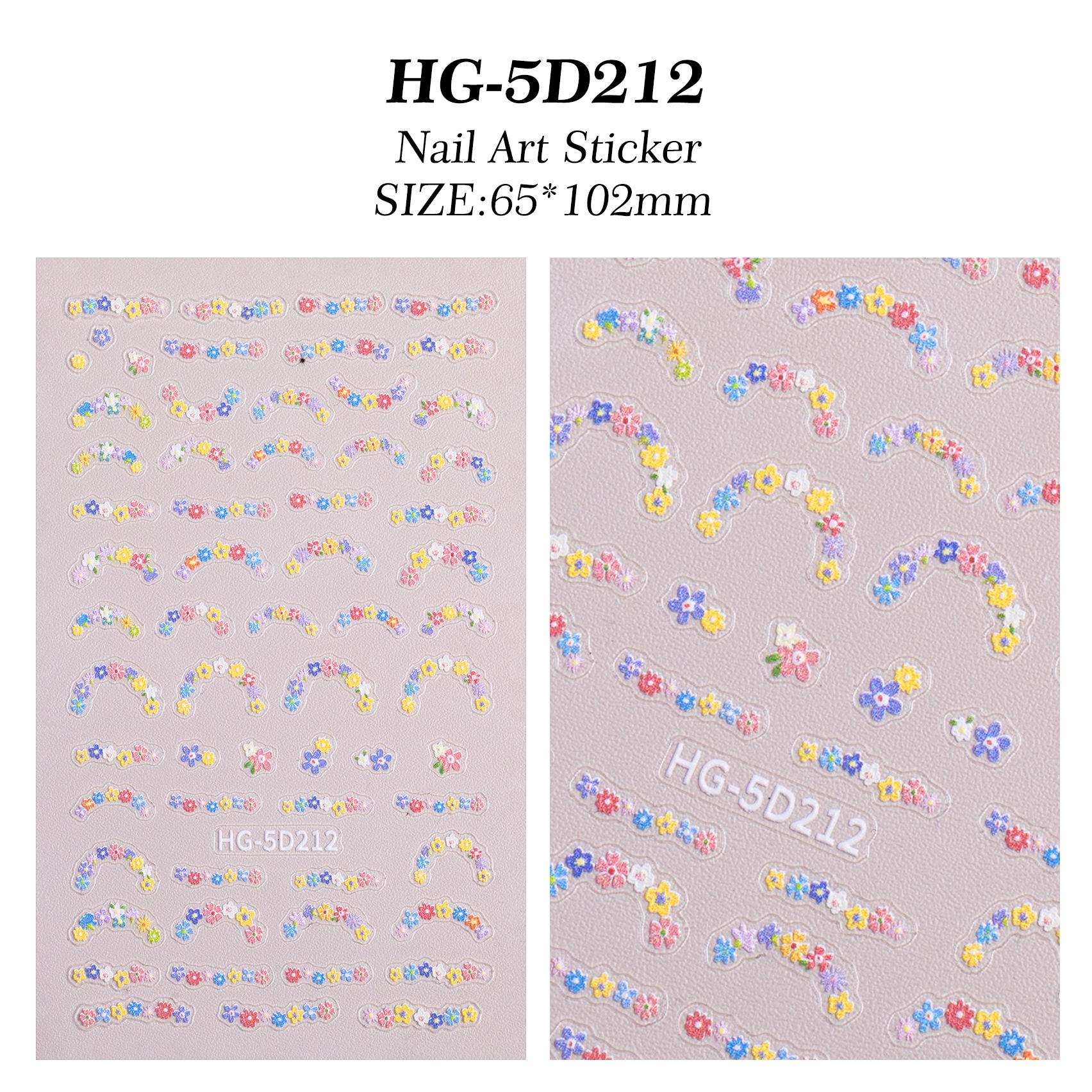 

5D Embossed Dopamine Floral Nail Stickers - HG Style