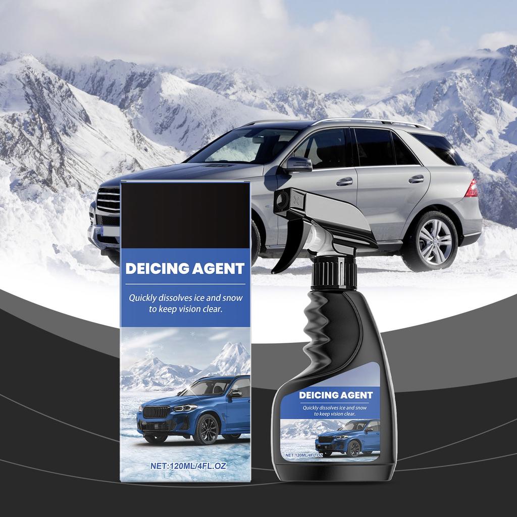Windshield And Wiper De-icer Spray(120ml), Quickly Melts Frost And Eliminates Re-ice, Perfect For Car Windshields, Mirrors, Headlights And Doors