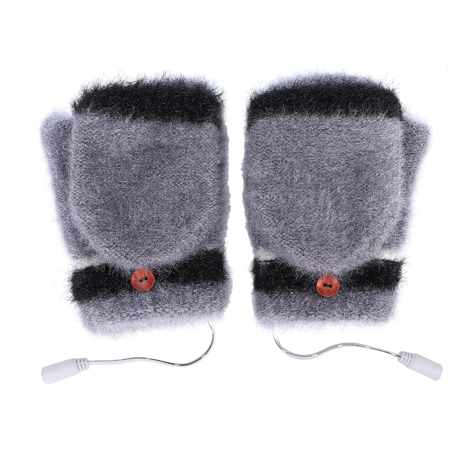 

Зимові рукавички з підігрівом без пальців, двосторонні теплі USB-рукавиці для ноутбука