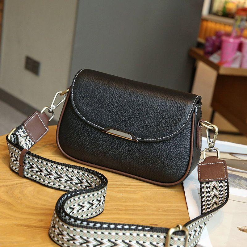 

Women s One Shoulder Genuine Leather Fashion All-Matching Casual Mom Bag Black