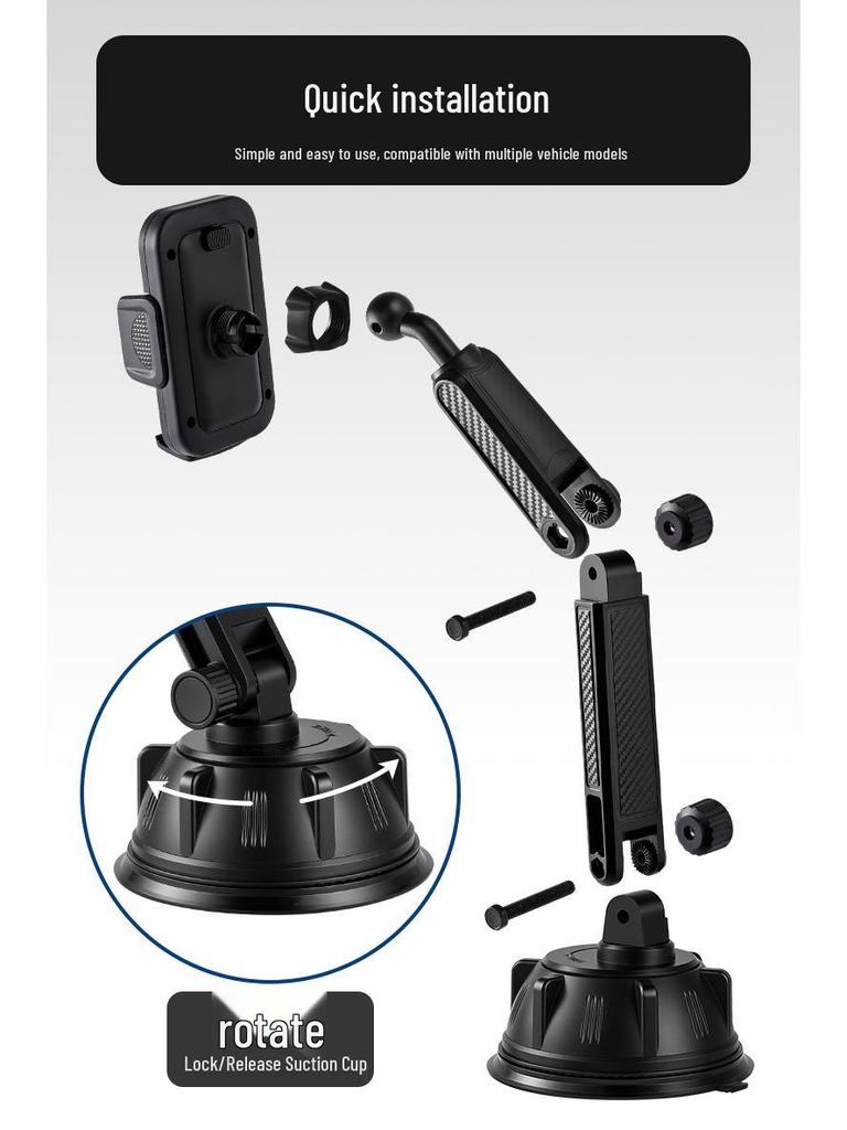 Universal Adjustable Car Console Phone Holder with Suction Cup for Trucks & Ride-hailing Vehicles