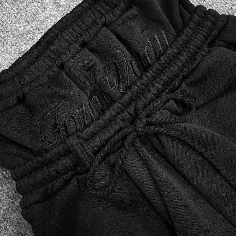 Europäische und amerikanische lässige einfache Paar Stickerei Mode kreative Doppel Taille Falten Jogginghose