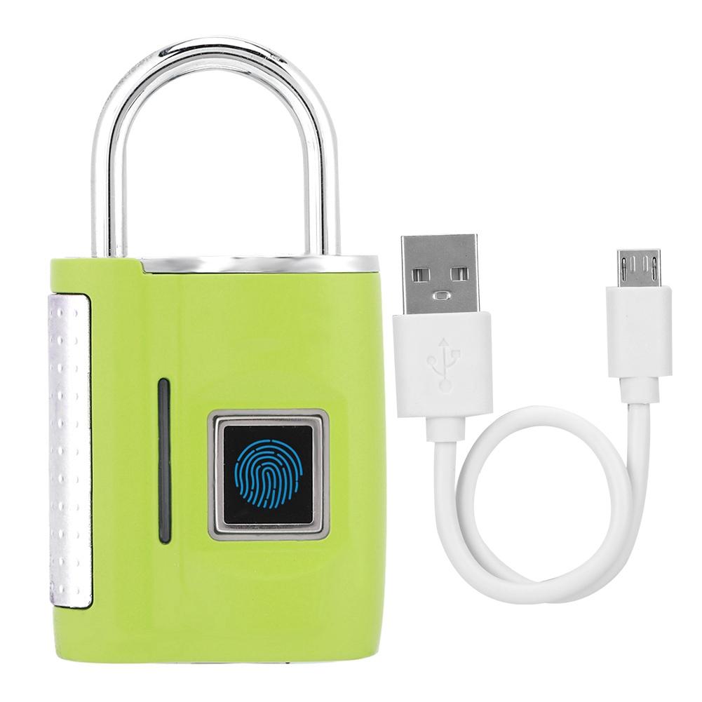 Smart Fingeravtryck Utan Lösenord Upplåsning Hänglås Tullås för Resväska Bagage Ryggsäck Grå