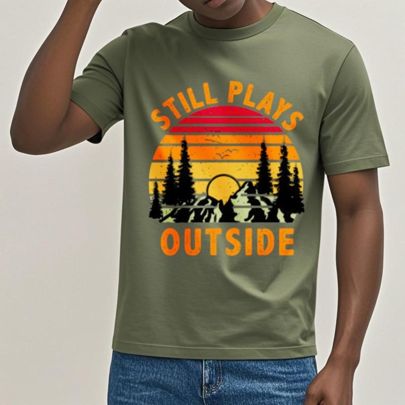 Solid Color Unisex Oneck T Shirt Casual Still Plays Outside Sunset Forest Scene Minimalist For Unisexs Male Tshirt Brand